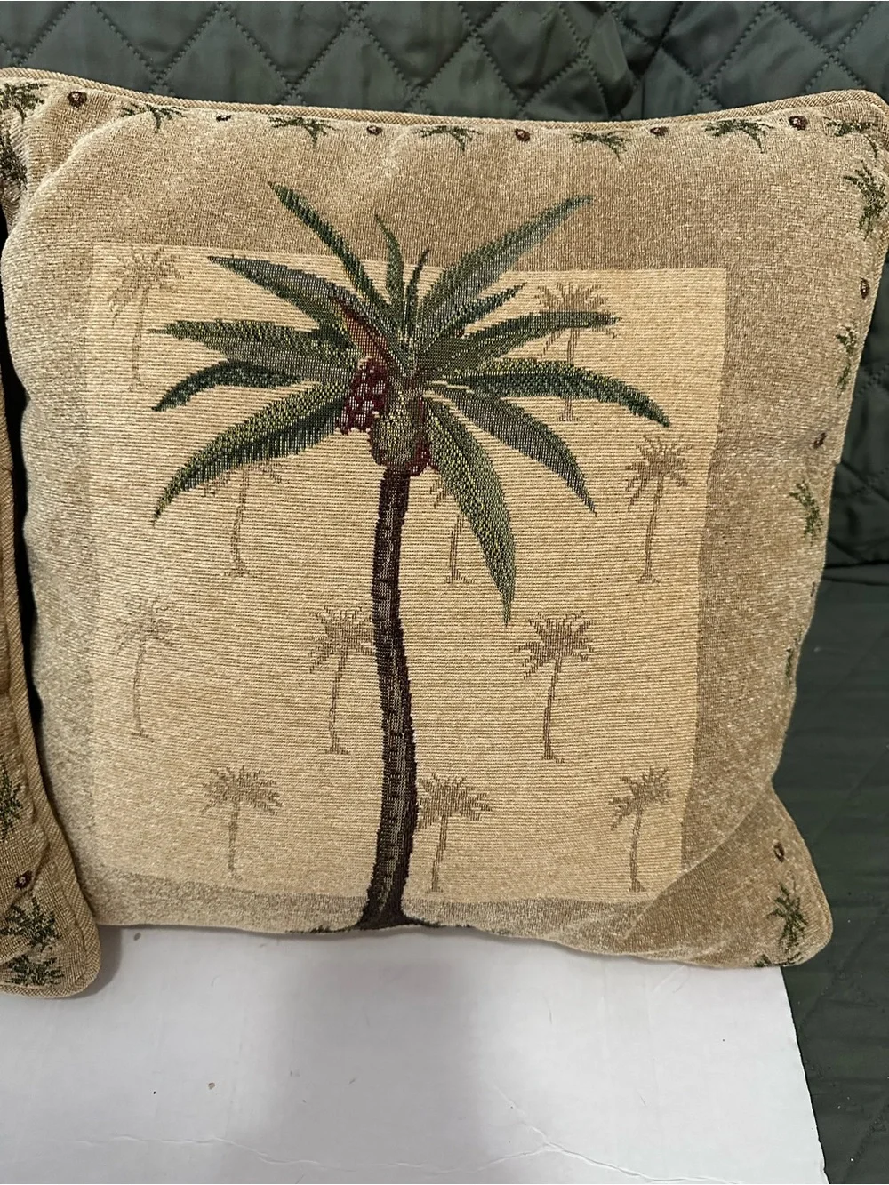 Set of 2 Tropical Palm Tree Tapestry Throw Pillows Coastal Beach Tropical Decor